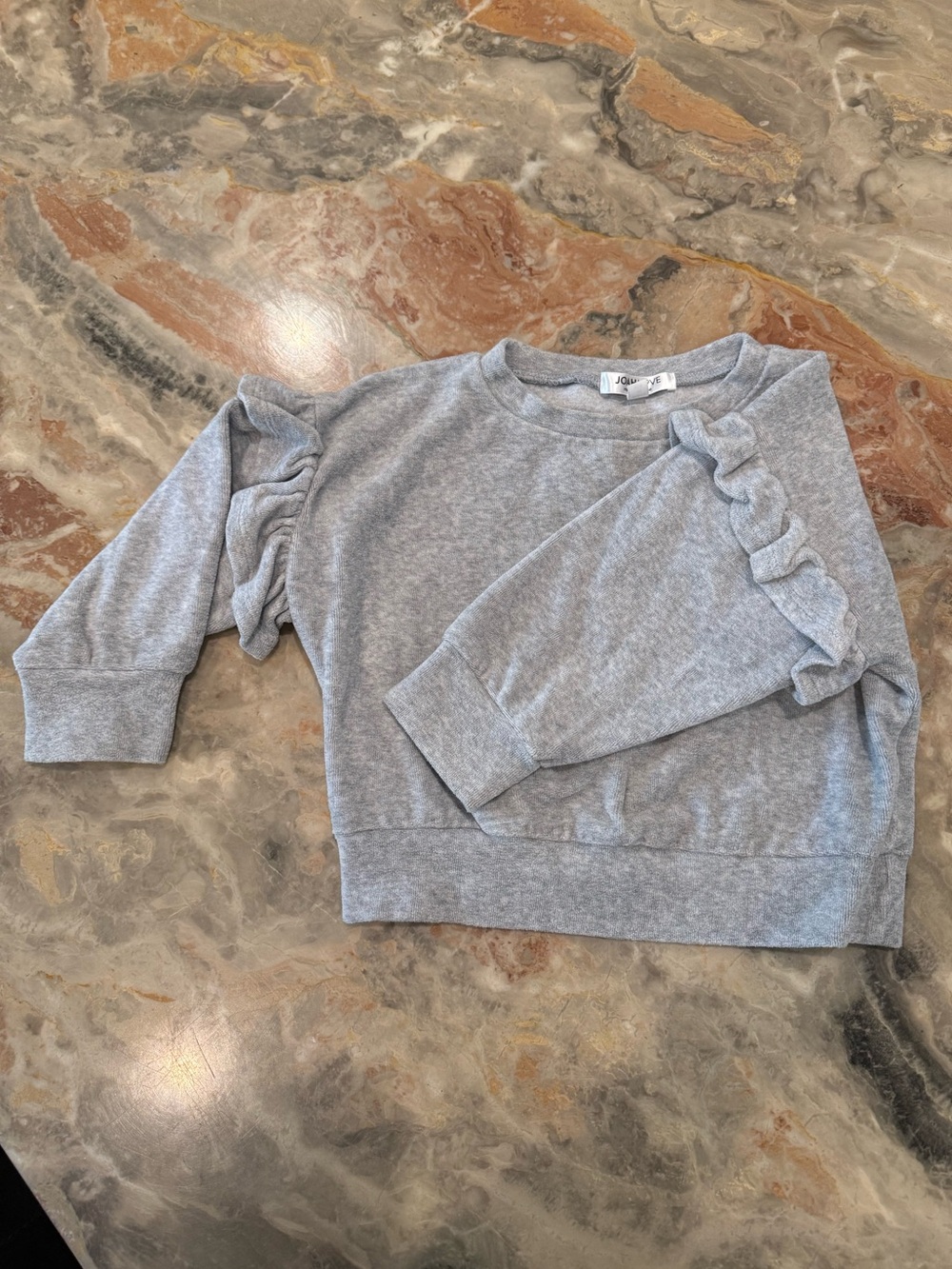 Joah Love Girls Gray Ruffle Sleeve Sweatshirt Top Size 2 Made in USA